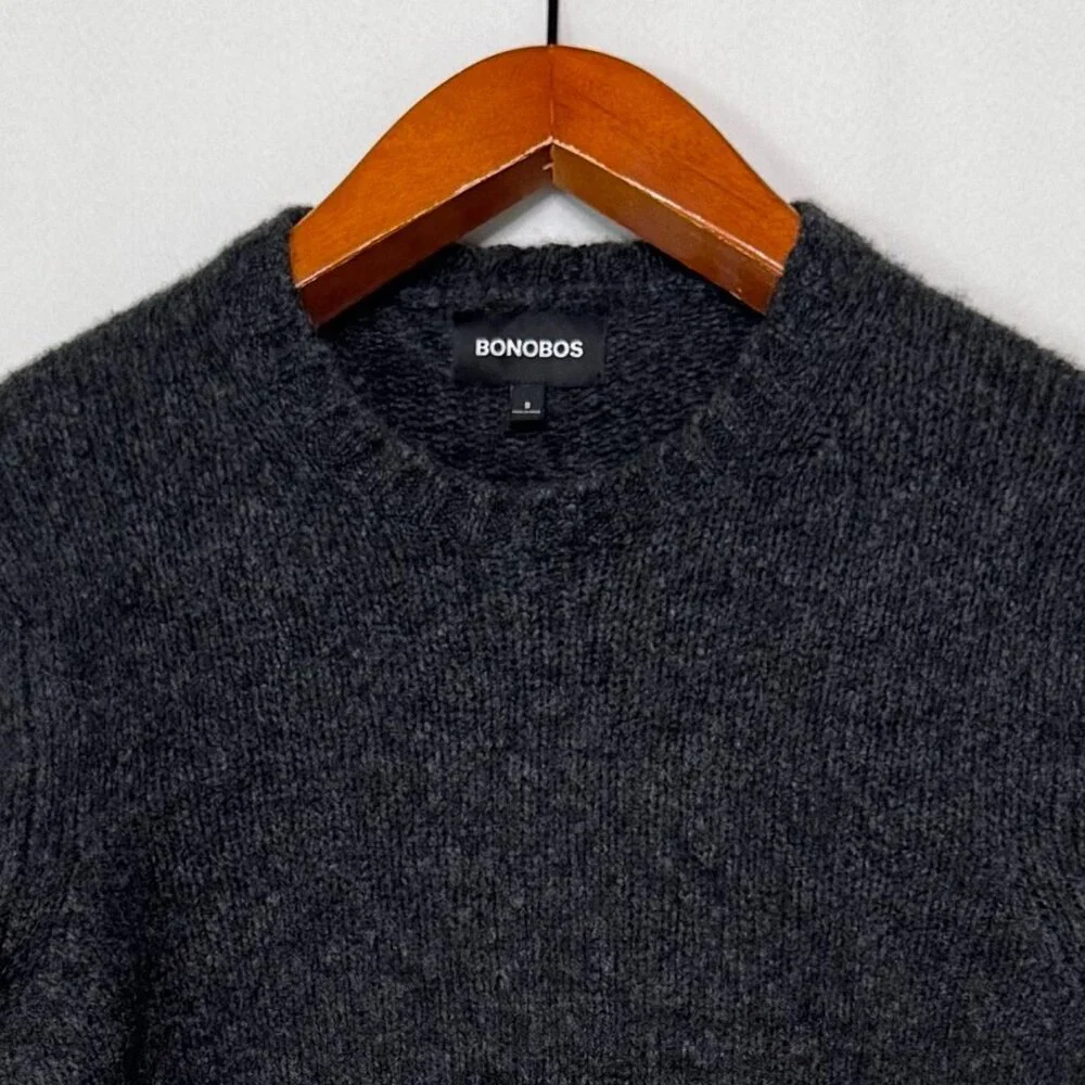 Bonobos Gray Extra Fine Merino Wool Nylon Alpaca Blend Crew Neck Sweater Small